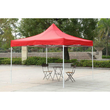 Red gazebo without sides